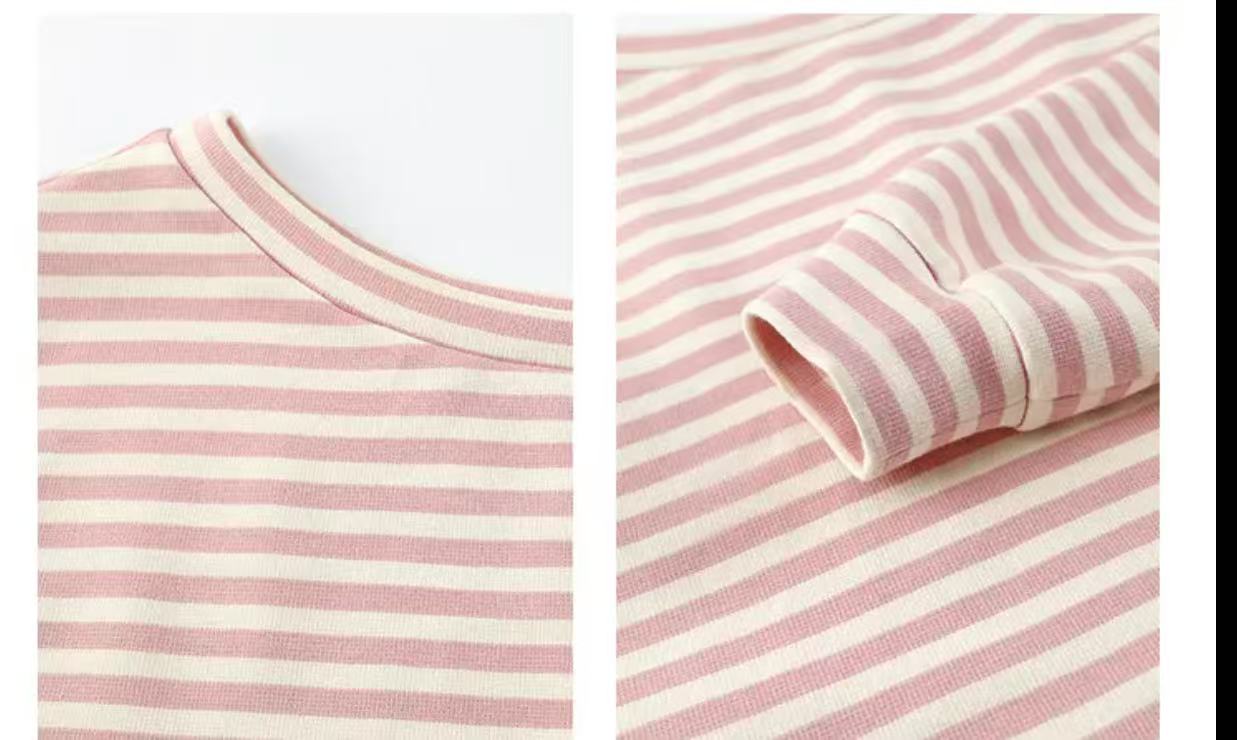 Long Sleeve Strapless Striped Sweatshirt